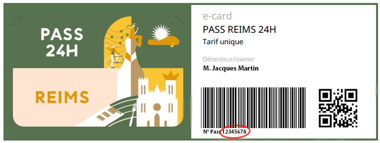 Exemple de Pass Reims-Epernay avec emplacement du numéro à 8 chiffres